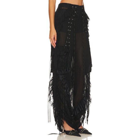 Aniye Records Liv Pants in Black Cargo Lace Up - Picture 3 of 4